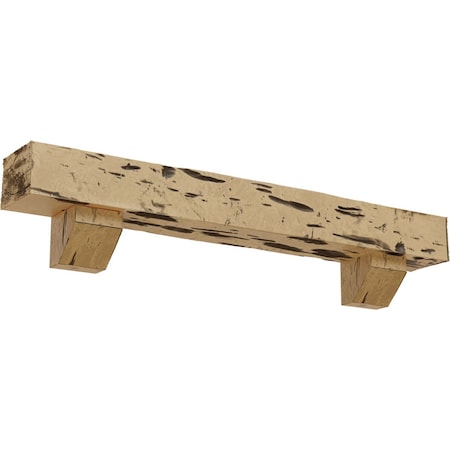 Kit W/ Ashford Corbels, NaturaL Pine, 8H X 12D X 48W Pecky Cypress Faux Wood Fireplace ManteL